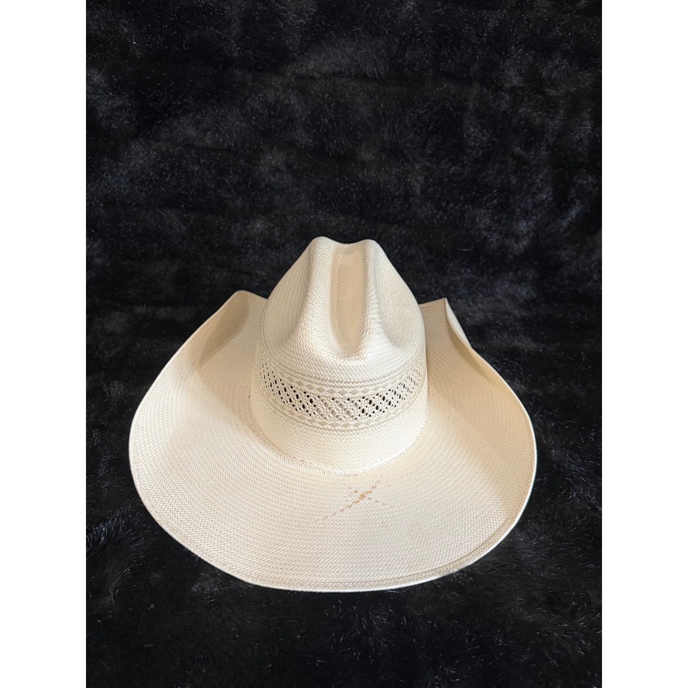 Tony Lama 10X Straw Cowboy Hat Cream White Western Vented Size 6 3/4